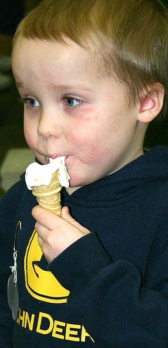 Brody Erickson, 4,  a SECFE student, enjoys an ice cream cone.  Brody is the son of Shawn Erickson, Stewartville High School ag teacher and FFA advisor. 