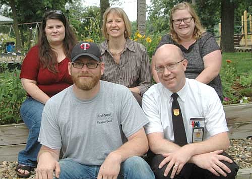 The Stewartville Area Chamber of Commerce will present its annual Fourth of July Summerfest celebration at Florence Park on Saturday, July 2, Sunday, July 3 and Monday, July 4. A few of the many individuals who have helped plan the event include, front row, from left, Ryan Ravenhorst, beer tent; and Robert Hruska, chair of Arts in the Park. Back row, from left, Stacy McConnell, chair of the Street Dance; Julie Aldrich, parade security; and Gwen Ravenhorst, administrator of the Chamber of Commerce.