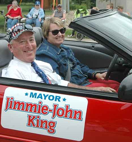 Stewartville Mayor Jimmie-John King and his wife Susan enjoyed their ride as part of the Summerfest Parade. The mayor thanked everyone who worked to present the three-day celebration.