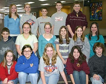 A JOB WELL DONE -- Stewartville Middle School students who earned a 4.0 grade point average on a 4.0 scale for the second quarter of the 2007-08 school year include, front row, from left, Cassidy McCartan, Anne Weston, Emily Ahart, Ashley Campbell and Matthew Terhaar. Second row, from left, Paul Trisko, Hannah Giehtbrock, Abigail Bardwell, Melanie Bussan, Audrey Steinman and Stephanie Bussan. Back row, from left, Katelyn Hanf, Nicole Amos, Matthew Welter, Jason Robey and Aaron Simmons. 