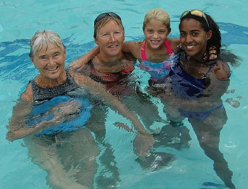 Four generations of a Stewartville family enjoyed a fun time at the Stewartville pool on a warm and muggy Monday, Aug. 29. From left are Millie Petersen, Julie Hayes, Chanielle Hayes and Sonja Hayes.