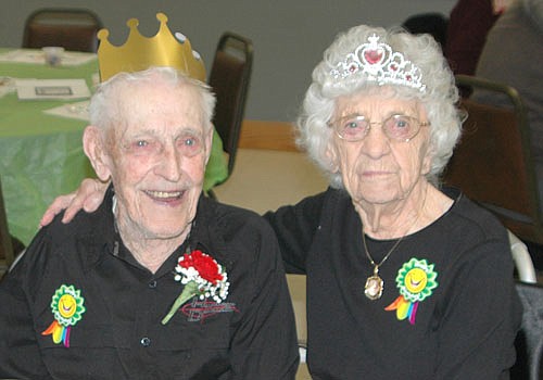Orven Blegen, left, and Myrtle Tebay celebrated their 100th birthdays at the Stewartville Civic Center last Wednesday,&#8200;March 18.