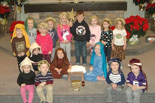 All decked out as shepherds, angels and wise men, the Wee Care children at St. John's Lutheran Church practiced for their annual Christmas program on Wednesday, Dec. 6, then presented the program on Saturday, Dec. 9.