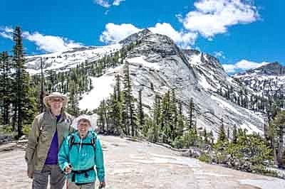 Bruce and Karen Wagner pose at Yosemite National Park, located in California's Sierra Nevada mountains and famed for its giant, ancient sequoia trees. The park, first protected in 1864, covers nearly 1,200 square miles and offers deep valleys, a vast wilderness and much more. 