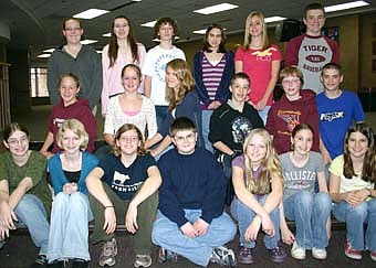 A JOB WELL DONE -- Stewartville Middle School students who earned a 4.0 grade point average on a 4.0 scale for the third quarter of the 2007-08 school year include, front row, from left,  Sarah West, Taylor Severson, Nicole Skifton, Sam Edge, Stephanie Schmidt, Audrey Steinman and  Melanie Bussan.  Second row, from left, Lydia Bardwell, Abigail Bardwell, Ellen Emrich, Paul Trisko, Isaac Kidd and Matthew Welter. Back row, from left, Sarah West, Sarah Blomquist, Matthew Terhaar, Caitlyn Nienow, Nicole Amos and Aaron Simmons. 